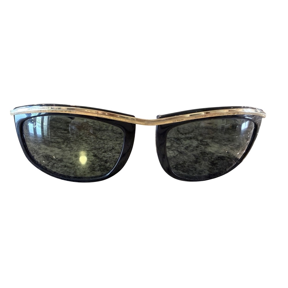 Vintage Bausch & Lomb Ray-Ban Sunglasses Black Gold Brow Bar USA Made Rare